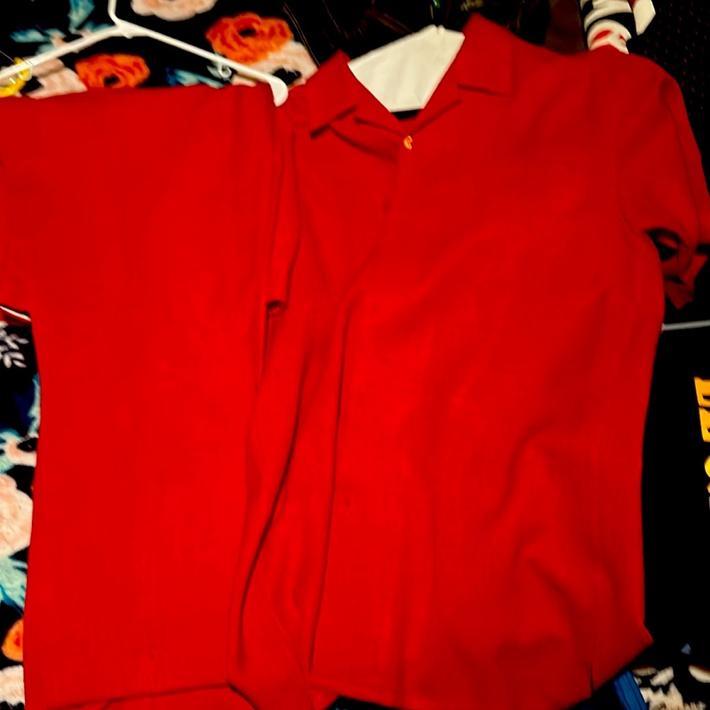 Men's Red and White Shirt Set